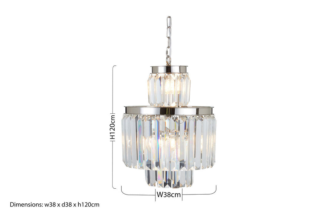 Orsina Kensington Townhouse 6-Bulb Crystal Pendant Light – Polished Steel