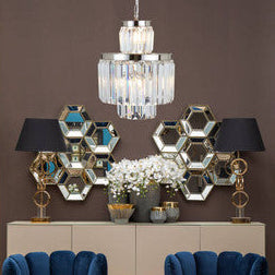 Orsina Kensington Townhouse 6-Bulb Crystal Pendant Light – Polished Steel