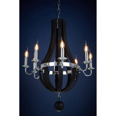 Orsina Kensington Black Curved Chandelier | 8-Light Waved Glass Iron