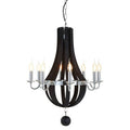 Orsina Kensington Black Curved Chandelier | 8-Light Waved Glass Iron