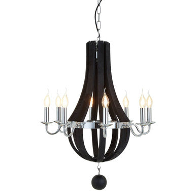 Orsina Kensington Black Curved Chandelier | 8-Light Waved Glass Iron