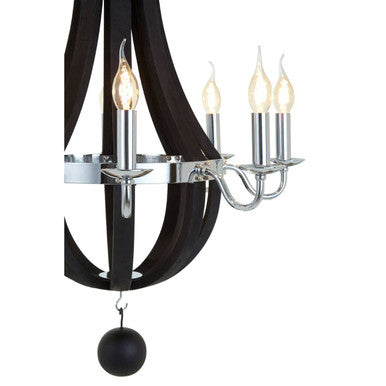Orsina Kensington Black Curved Chandelier | 8-Light Waved Glass Iron
