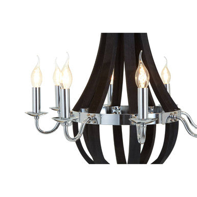Orsina Kensington Black Curved Chandelier | 8-Light Waved Glass Iron