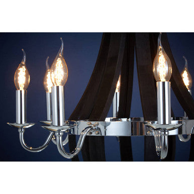 Orsina Kensington Black Curved Chandelier | 8-Light Waved Glass Iron