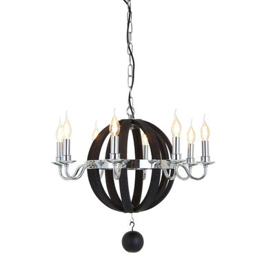Orsina Kensington Townhouse Rounded Chandelier | Black Wood & Metal