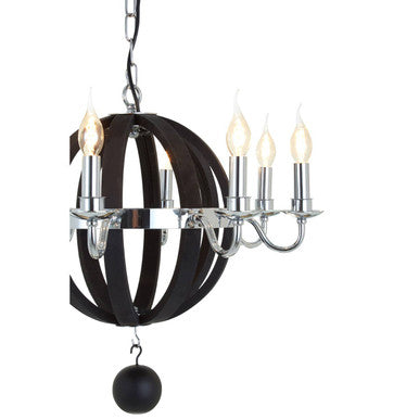 Orsina Kensington Townhouse Rounded Chandelier | Black Wood & Metal