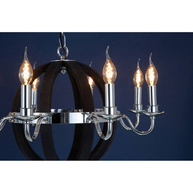 Orsina Kensington Townhouse Rounded Chandelier | Black Wood & Metal