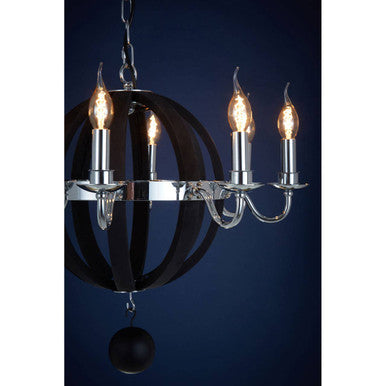 Orsina Kensington Townhouse Rounded Chandelier | Black Wood & Metal
