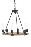 Orsina Hampstead 6-Bulb Industrial Chandelier | Black Iron & Rope