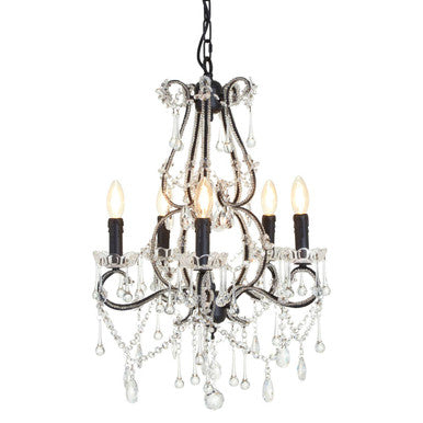 Orsina Kensington Townhouse 5-Light Crystal Chandelier | Black & Glass