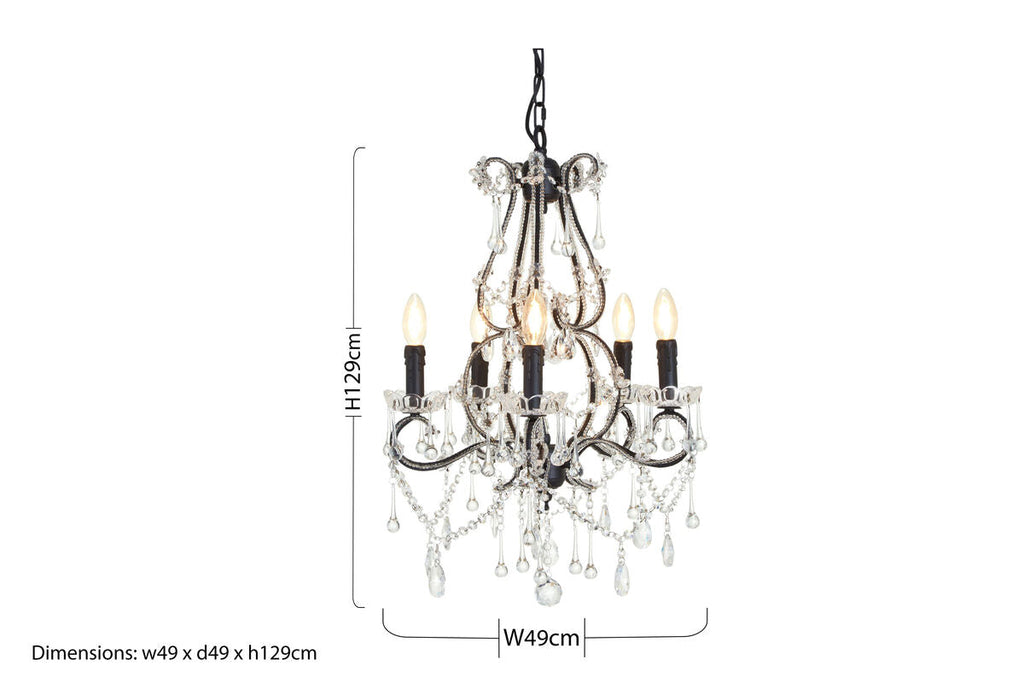 Orsina Kensington Townhouse 5-Light Crystal Chandelier | Black & Glass