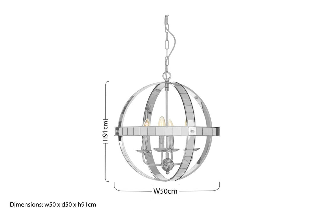 Orsina Kensington Townhouse Orb Pendant Light – Chrome 4-Light Chandelier