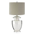 Orsina Auldwych Glass Table Lamp – Grey Fabric Shade & Urn Base