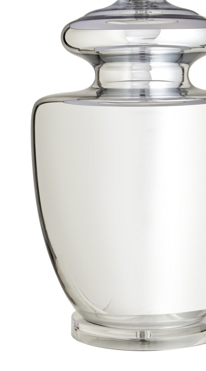 Orsina Auldwych Glass Table Lamp – Grey Fabric Shade & Urn Base