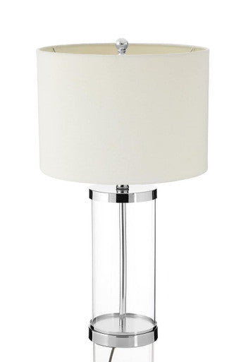 Orsina Franklyn Glass Table Lamp | Silver Accents with Cream Shade