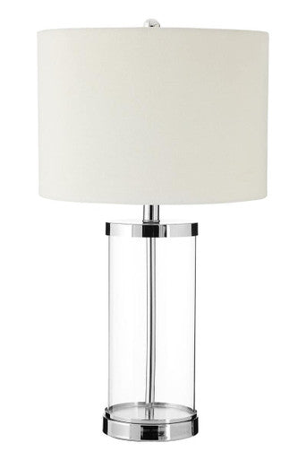 Orsina Franklyn Glass Table Lamp | Silver Accents with Cream Shade