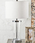 Orsina Franklyn Glass Table Lamp | Silver Accents with Cream Shade