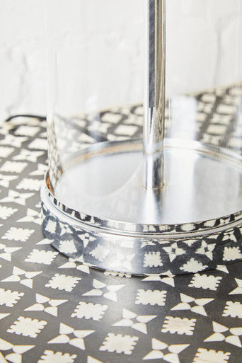 Orsina Franklyn Glass Table Lamp | Silver Accents with Cream Shade