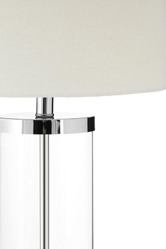 Orsina Franklyn Glass Table Lamp | Silver Accents with Cream Shade
