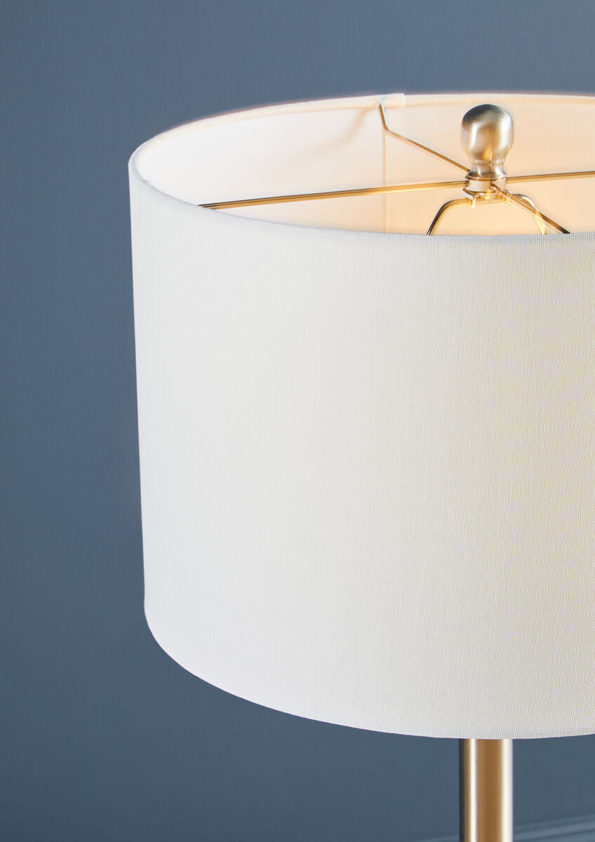Orsina Portobello Table Lamp – Polished Silver with Cream Drum Shade