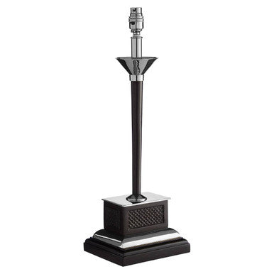 Orsina Butler Geometric Table Lamp Base – Black Wood and Nickel