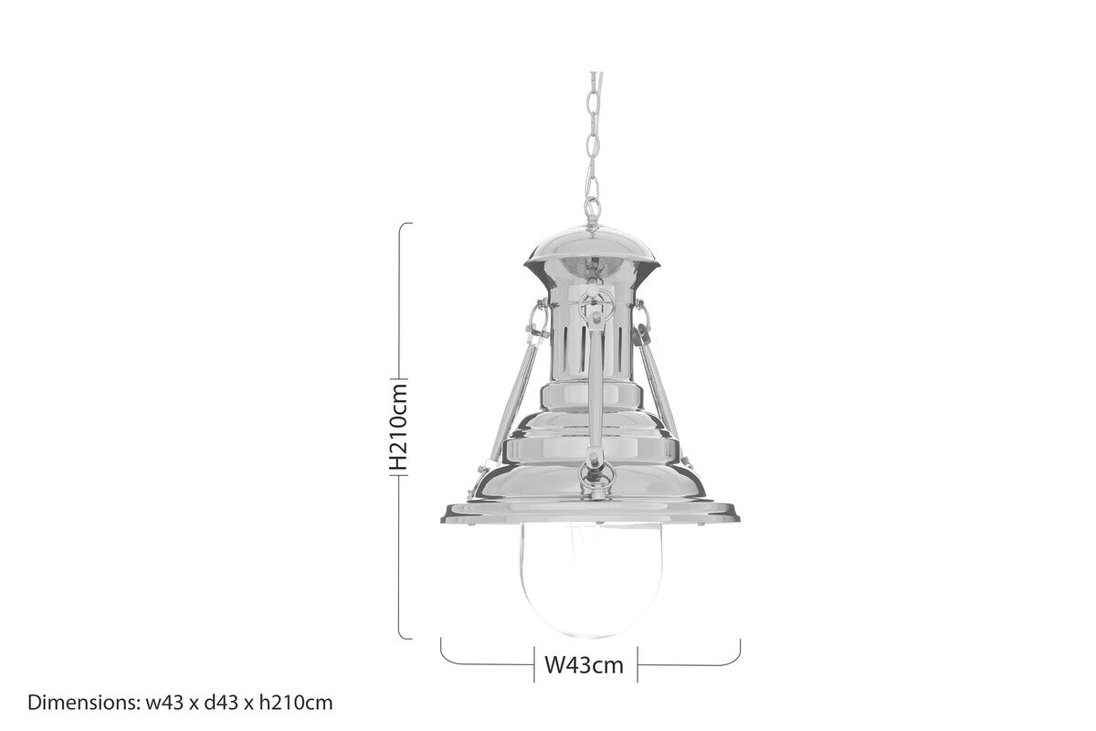 Orsina Lexington Large Lighthouse Pendant Light | Chrome Glass Dome