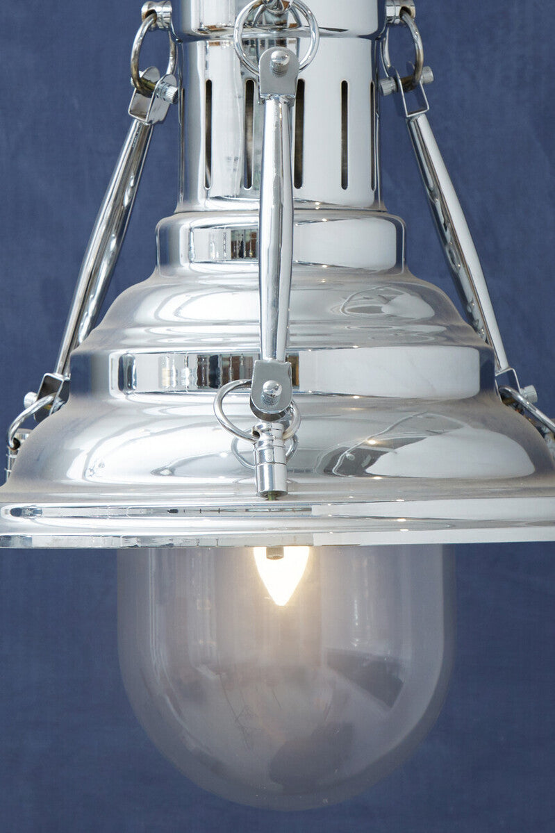 Orsina Lexington Large Lighthouse Pendant Light | Chrome Glass Dome