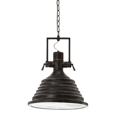 Orsina Lexington Black and Silver Pendant Light – Industrial Metal Dome