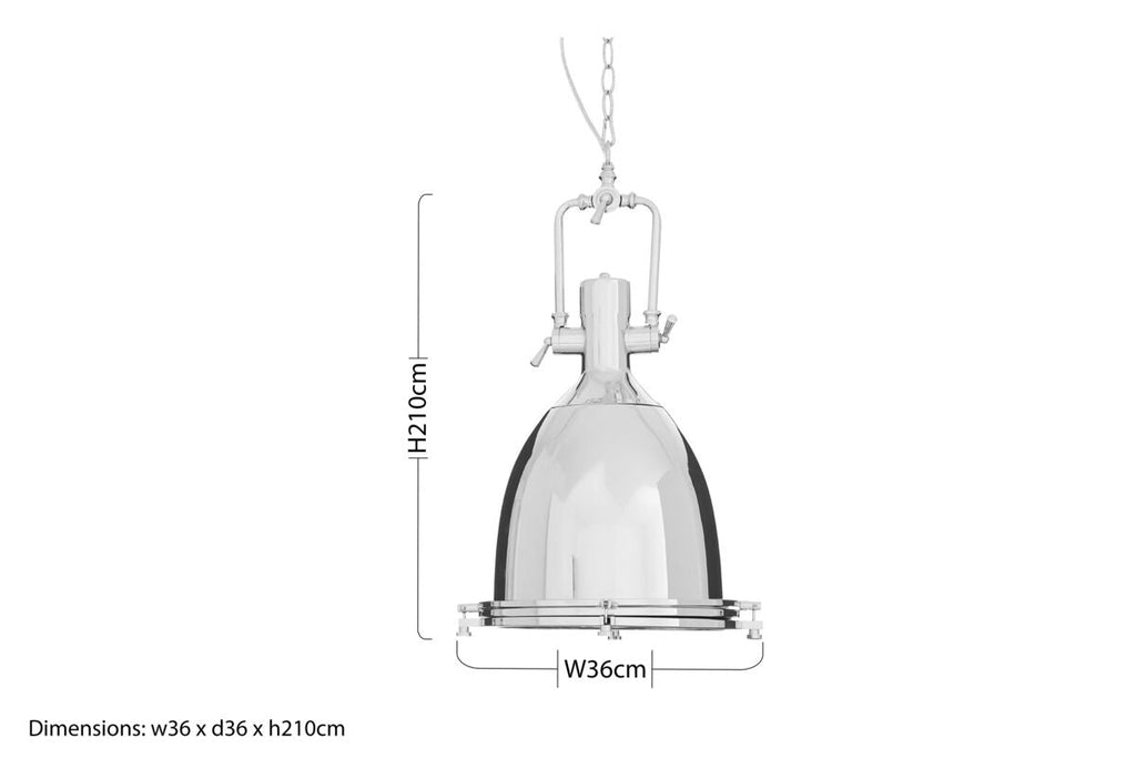 Orsina Lexington Large Chrome Pendant Light | Modern Industrial Dome