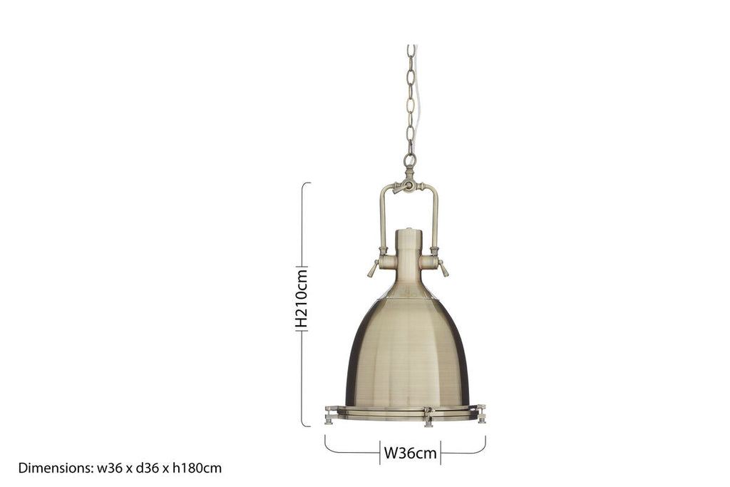 Orsina Lexington Large Antique Brass Dome Pendant Light – Industrial Iron