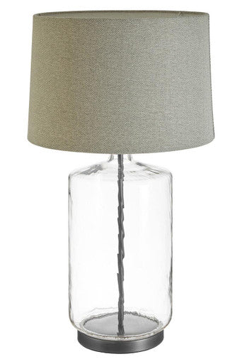 Orsina Unita Glass Table Lamp | Modern Grey and Black Linen Shade