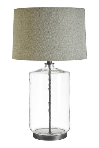 Orsina Unita Glass Table Lamp | Modern Grey and Black Linen Shade