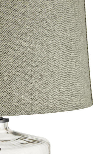 Orsina Unita Glass Table Lamp | Modern Grey and Black Linen Shade