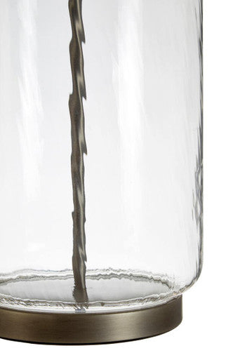 Orsina Unita Glass Table Lamp | Modern Grey and Black Linen Shade
