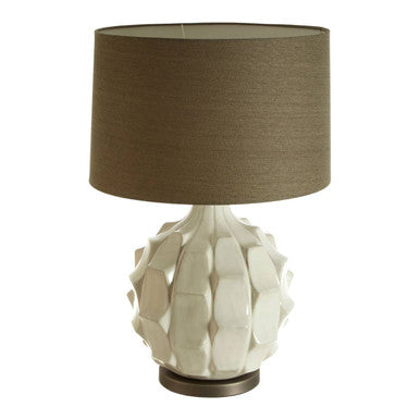 Orsina Usha Ceramic Table Lamp | Textured Grey and Brown Linen Shade