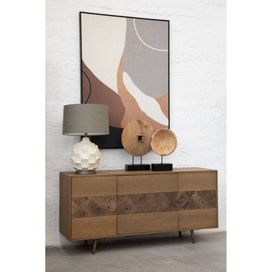 Orsina Usha Ceramic Table Lamp | Textured Grey and Brown Linen Shade