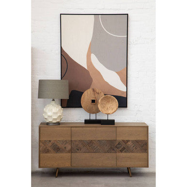 Orsina Usha Ceramic Table Lamp | Textured Grey and Brown Linen Shade