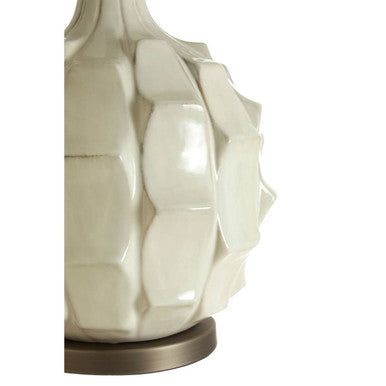Orsina Usha Ceramic Table Lamp | Textured Grey and Brown Linen Shade