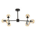 Orsina Abira 8-Arm Pendant Light – Matte Black & Brown Glass Globe