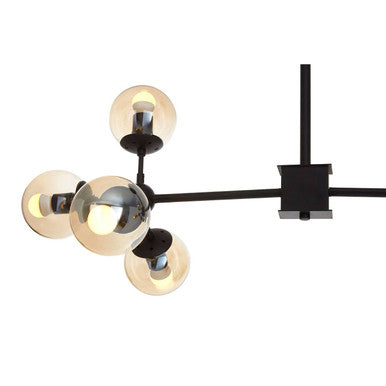Orsina Abira 8-Arm Pendant Light – Matte Black & Brown Glass Globe