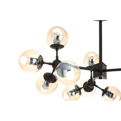 Orsina Abira 12-Arm Pendant Light – Matte Black & Glass Chandelier