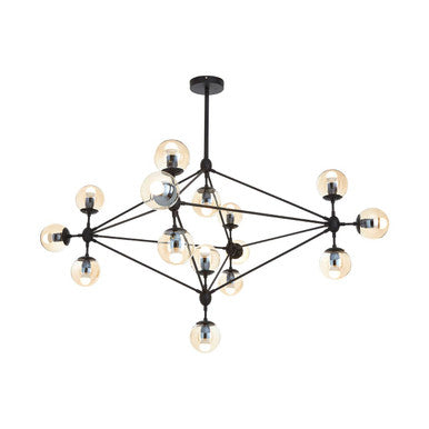 Orsina Abira 15-Arm Pendant Light | Matte Black Modern Chandelier