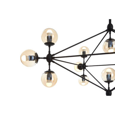 Orsina Abira 15-Arm Pendant Light | Matte Black Modern Chandelier