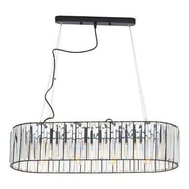 Orsina Akiko Pendant Light – Black Frame with Clear Glass Prisms
