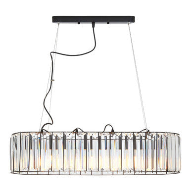 Orsina Akiko Pendant Light – Black Frame with Clear Glass Prisms