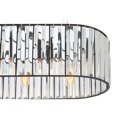 Orsina Akiko Pendant Light – Black Frame with Clear Glass Prisms