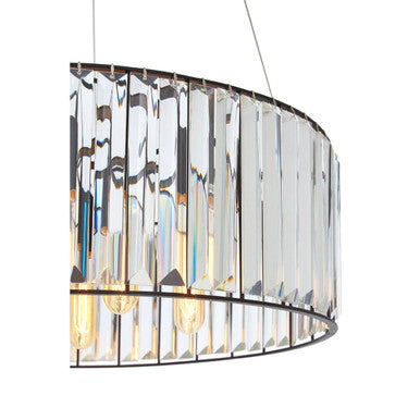 Orsina Akiko 5-Bulb Round Ceiling Light – Black Iron & Bevelled Glass