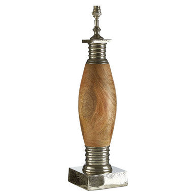Orsina Hampstead Curved Wood Table Lamp Base | Silver & Brown
