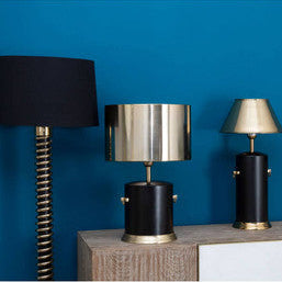 Orsina Melvin Drum Shade Table Lamp – Modern Black and Gold Lighting