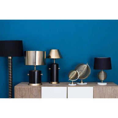 Orsina Melvin Drum Shade Table Lamp – Modern Black and Gold Lighting